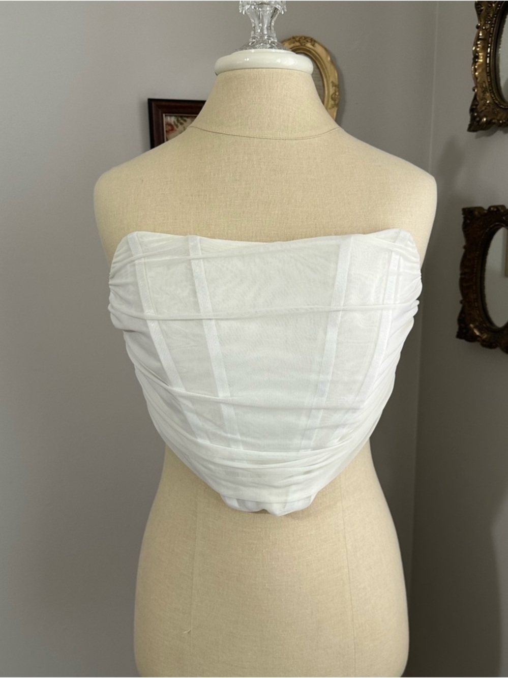 Miss Lola White Strapless Ruched Corset Top